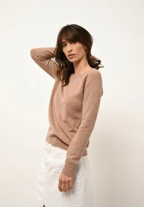 ABIGAIL pull col bateau goutte dos camel chiné