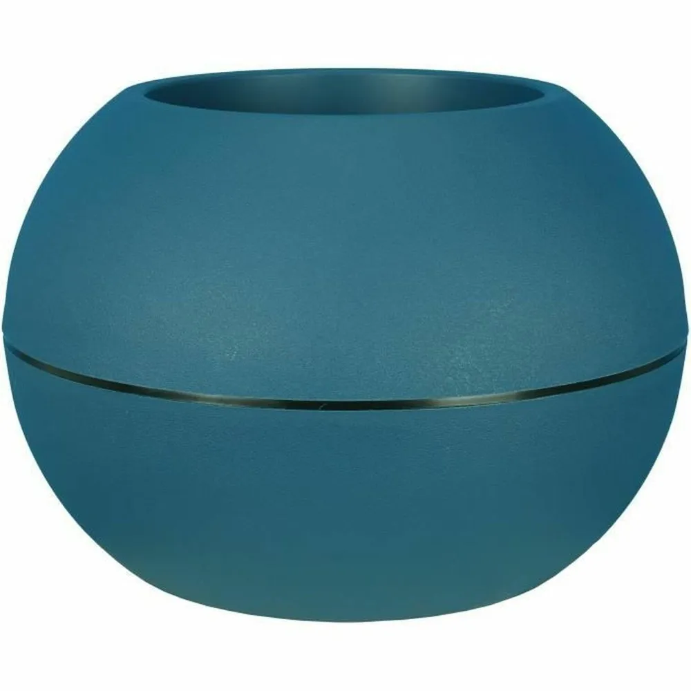 Bac à fleurs rond granit boule - plastique ø 40 cm - bleu