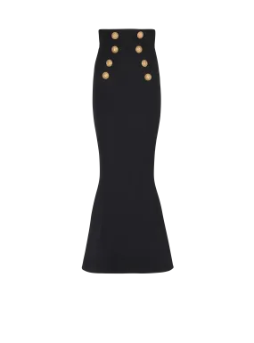 BALMAIN  Jupe longue taille haute boutonnée - Noir