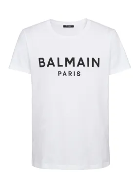 BALMAIN  T-shirt à manches courtes imprimé balmain paris - Blanc