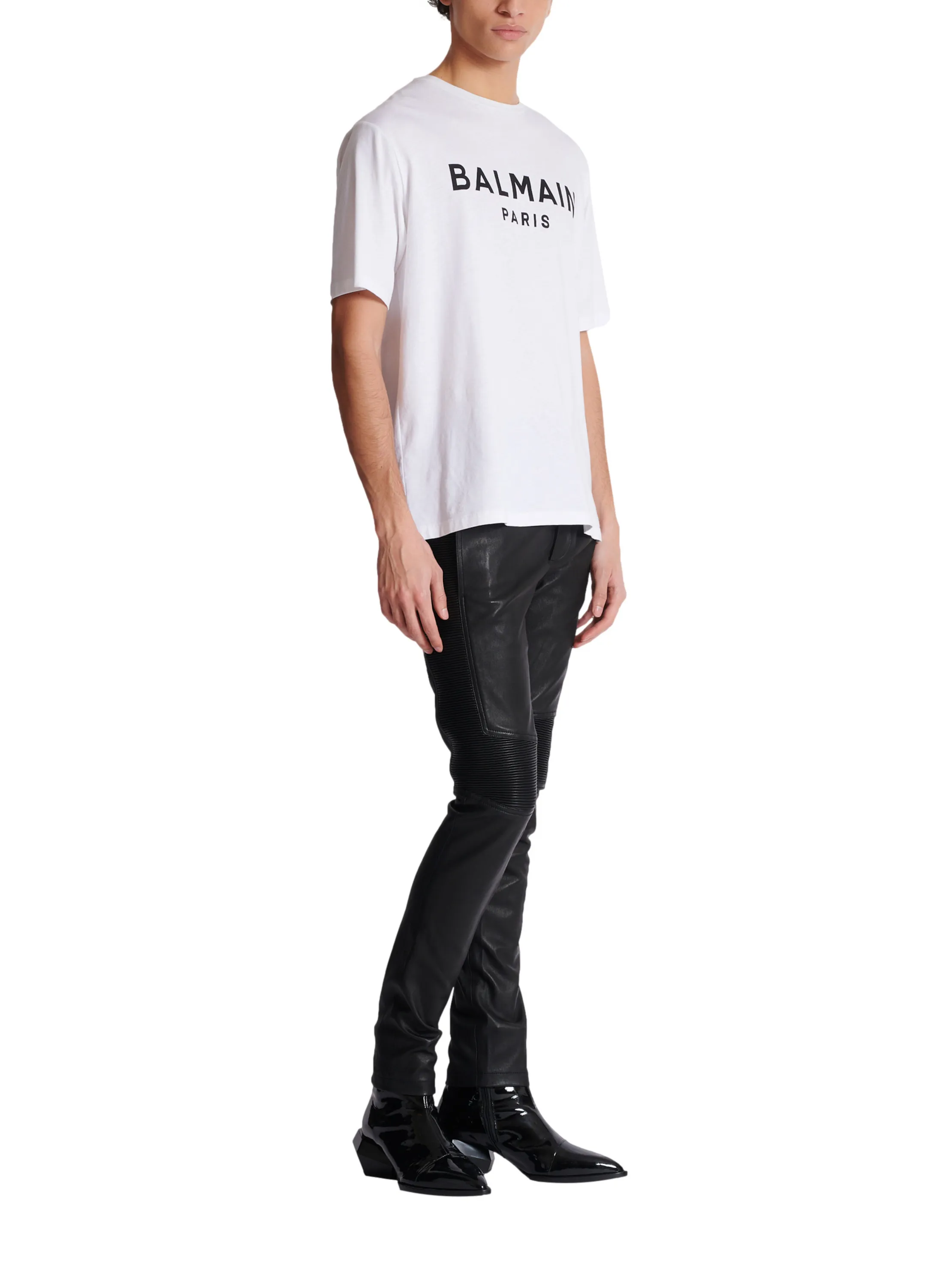 BALMAIN  T-shirt à manches courtes imprimé balmain paris - Blanc