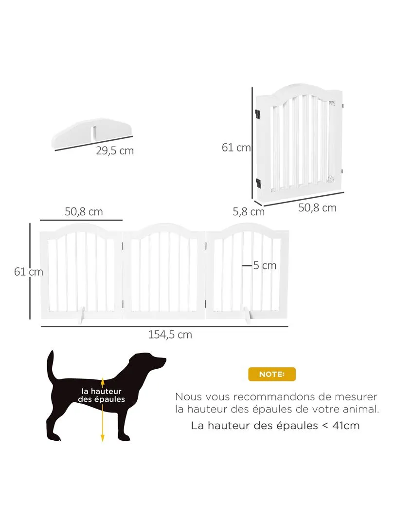 Barrière modulable pliable barrière de sécurité 154,5L x 61H cm blanc - Blanc