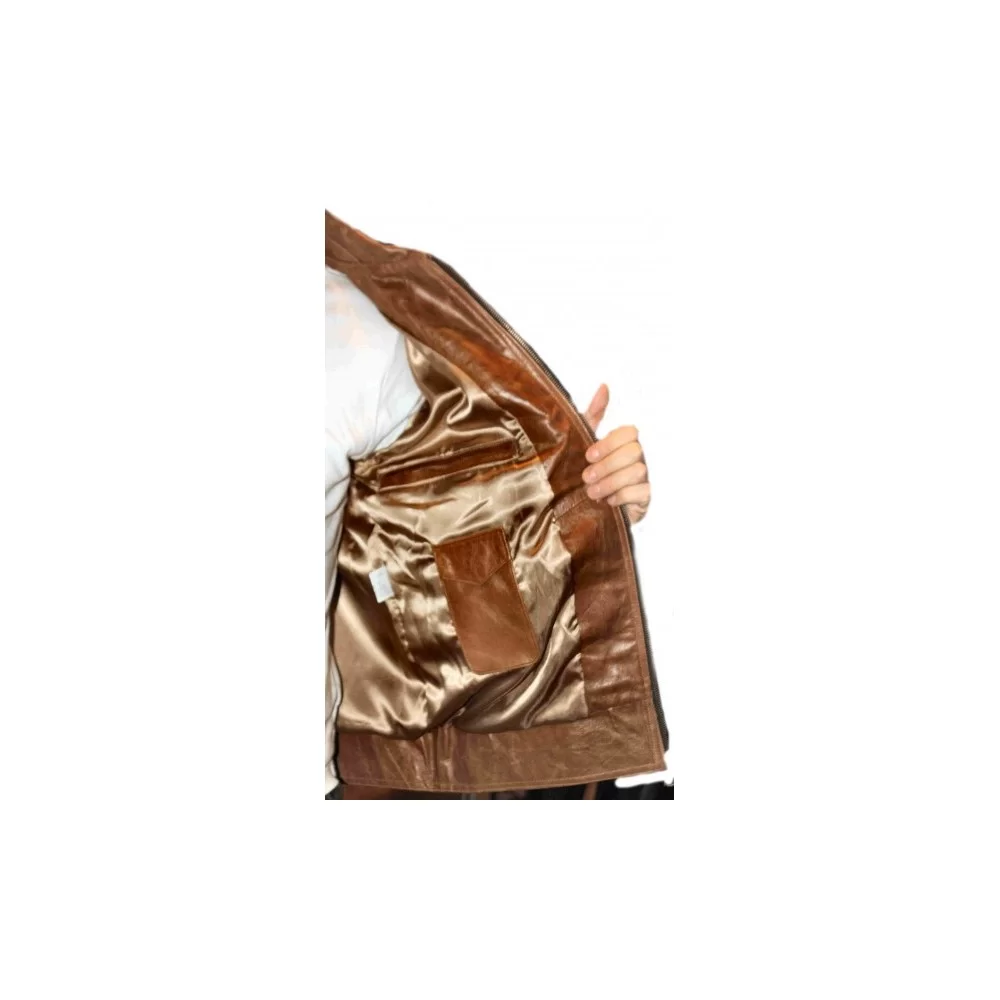 Blouson cuir homme vachette vintage couleur camel modèle Didier