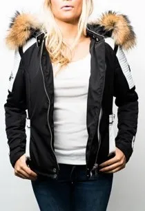 Blouson Femme Horspist Milano Bis Noir/Blanc Col Naturel.VENTE EN EXCLUSIVITE MAGASIN.