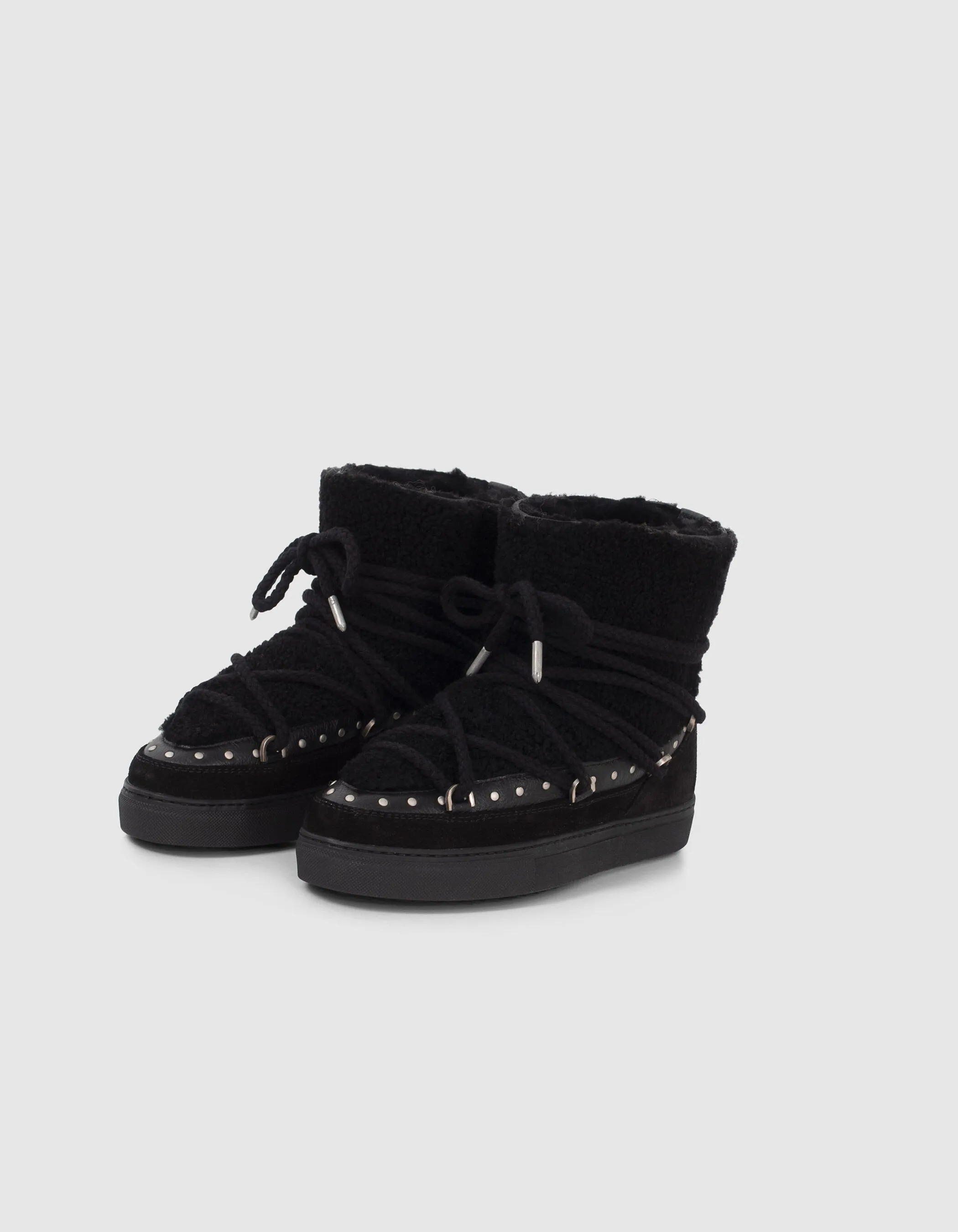 Boots fourrés noirs cuir velours INUIKII x IKKS Femme
