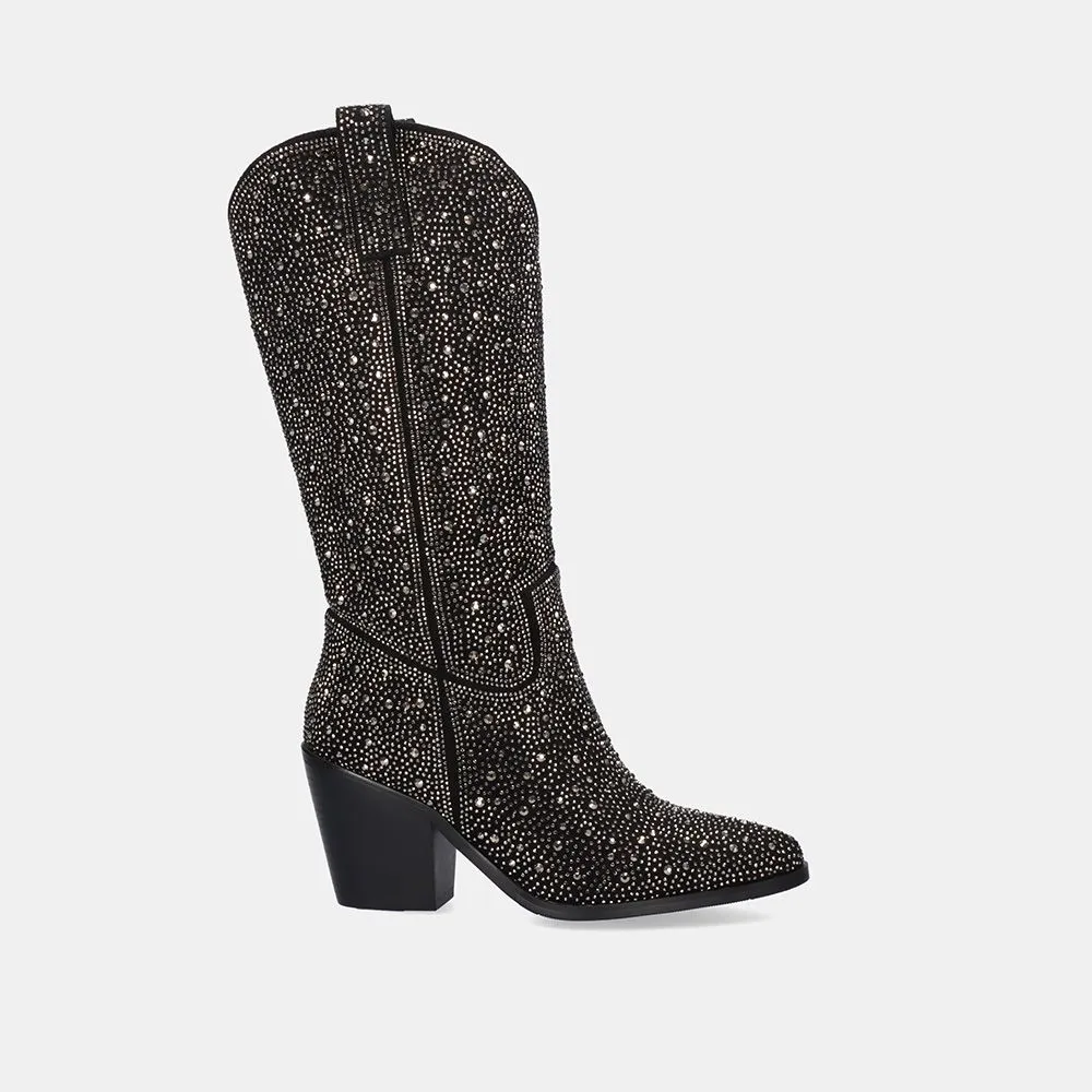 BOTTE COWBOY P630-T813 STRASS NOIR