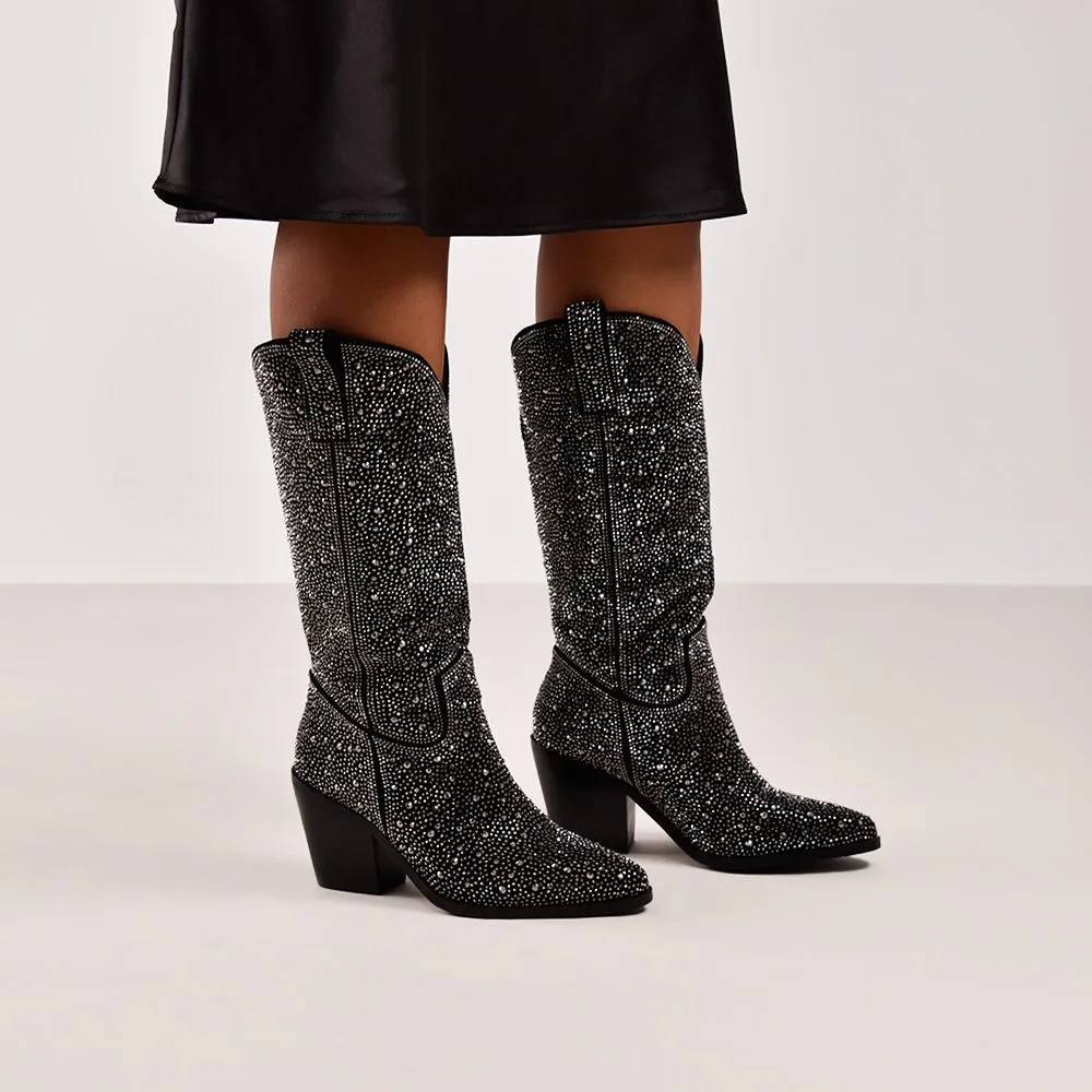 BOTTE COWBOY P630-T813 STRASS NOIR