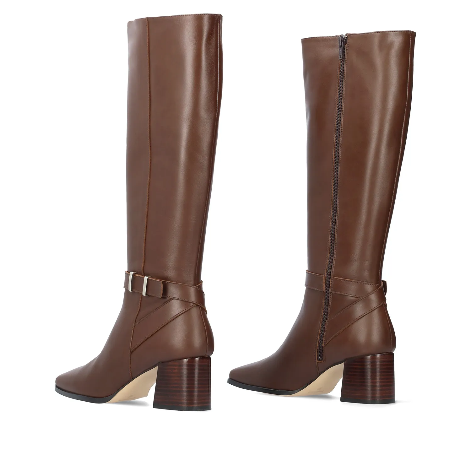 Botte haute en cuir marron
