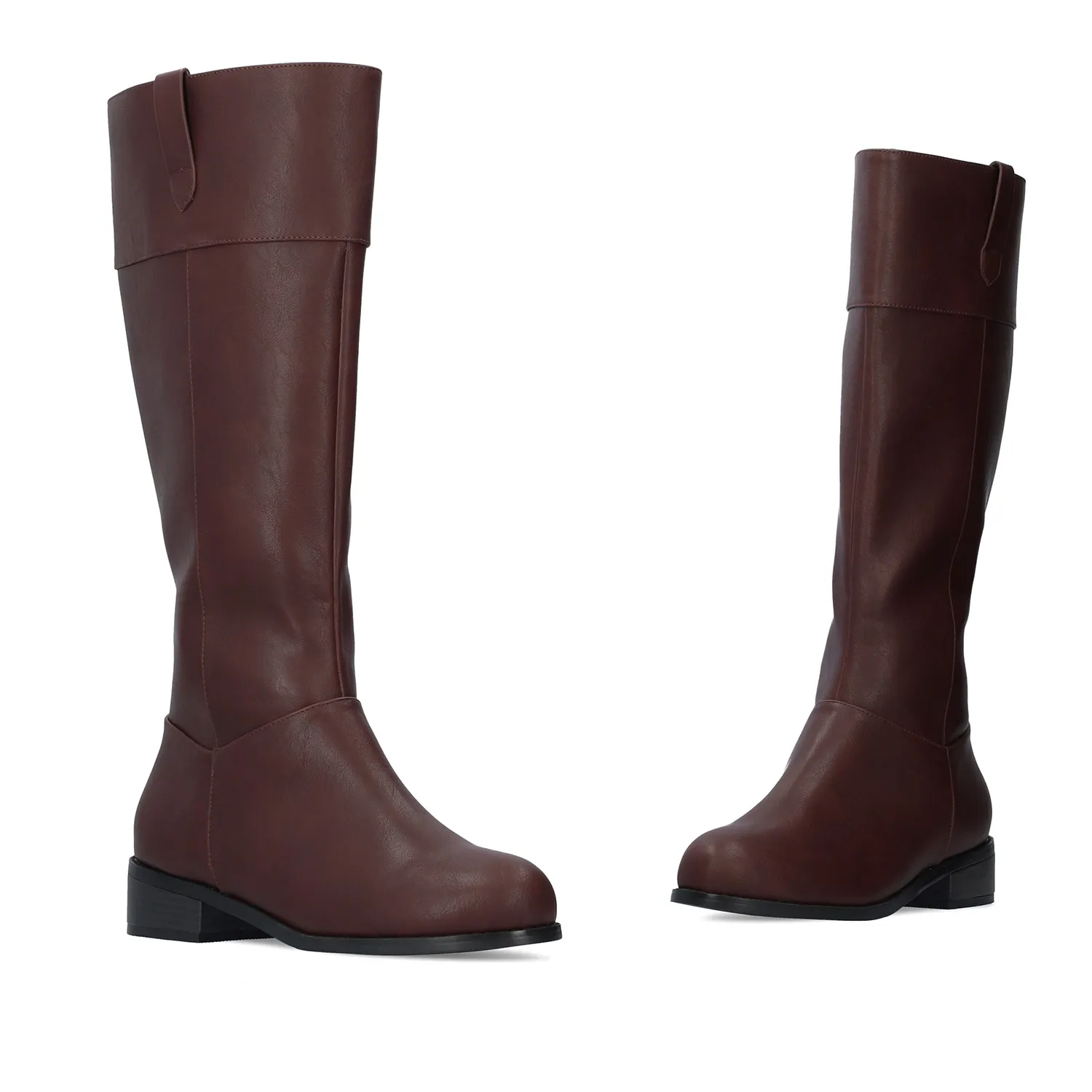 Botte haute en simili cuir bordeaux