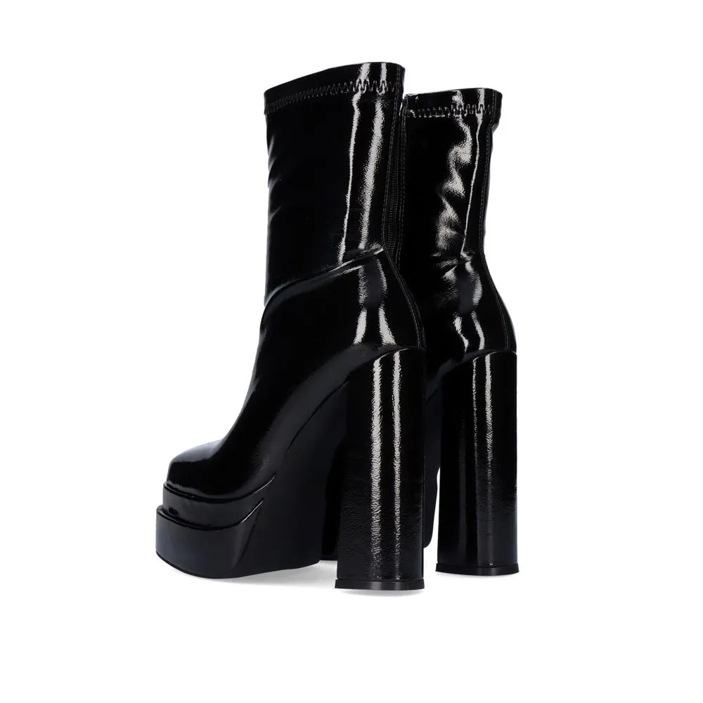 BOTTE À CHEVILLE NOIRE STYLE CHAUSSETTE AVEC TALON T3826-M2738 