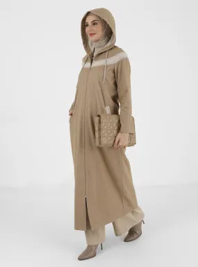 Camel - Unlined - Polo neck - Topcoat