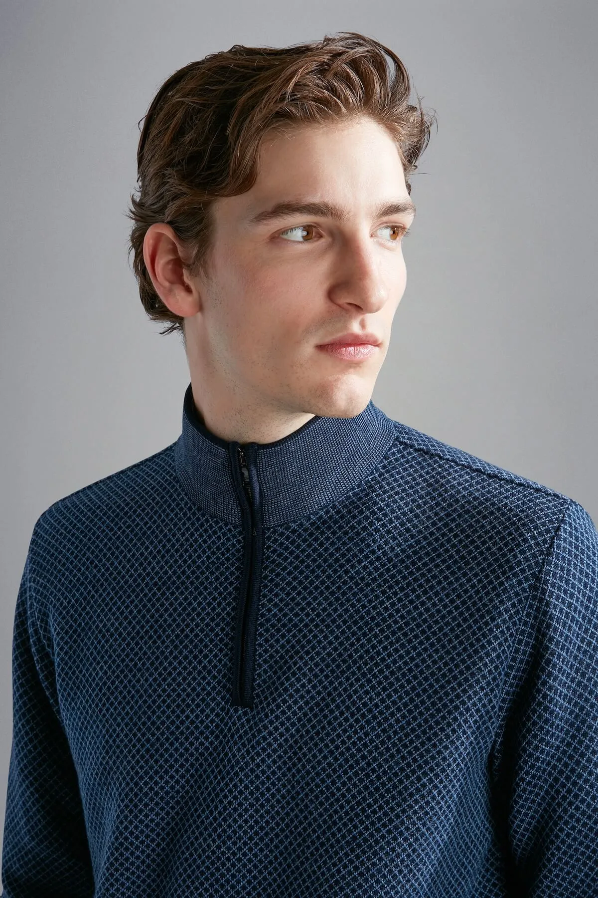 Chandail demi-zip à motifs géométriques