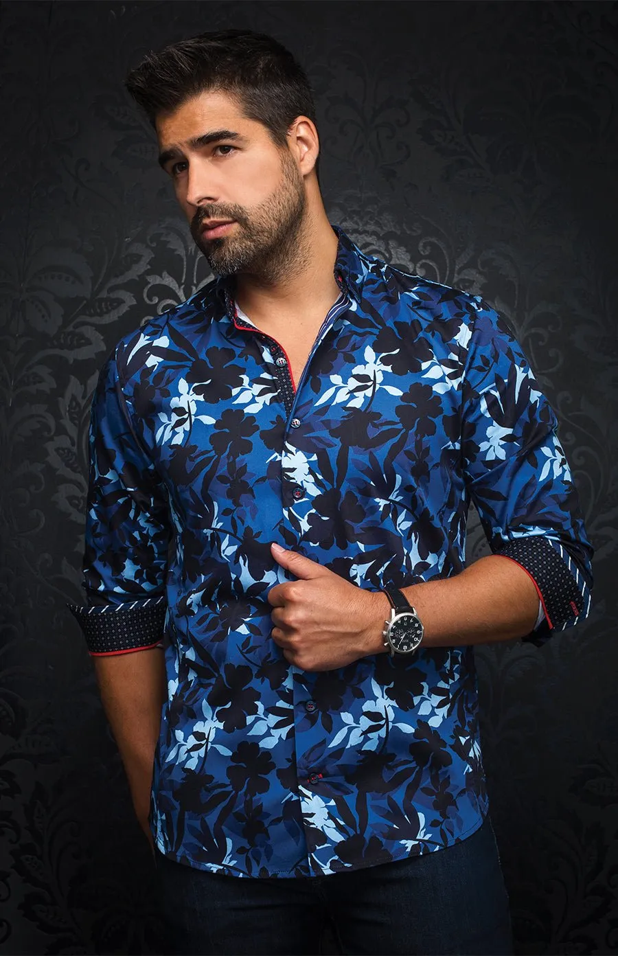 Chemise | GIODEL, navy / light blue