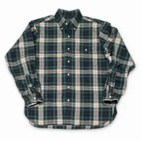 Chemise oxford tartan vert et creme