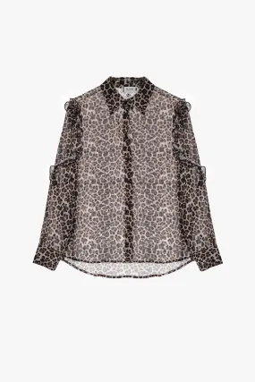 Chemise à imprimé animal et volants