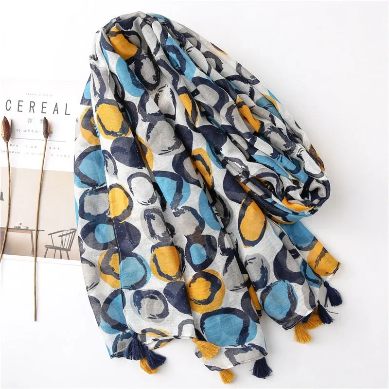 Chèche Tacheté Bleu et Jaune