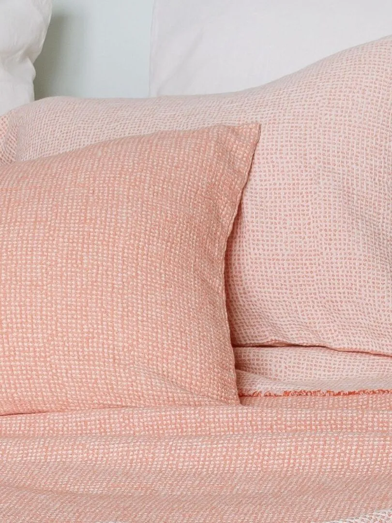 Coussin en tissu jacquard et motif pointillé - Orange corail