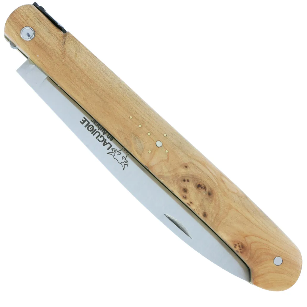 Couteau Laguiole en Aubrac Droit 1 Pièce 13 cm Genévrier Plein Manche Lame Inox Brossé 