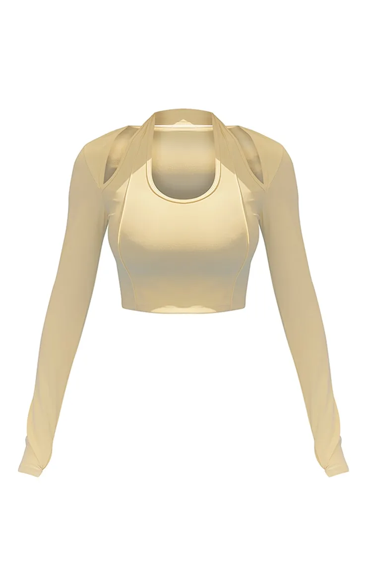 Crop top de sport jaune citron Sculpt découpé rembourré