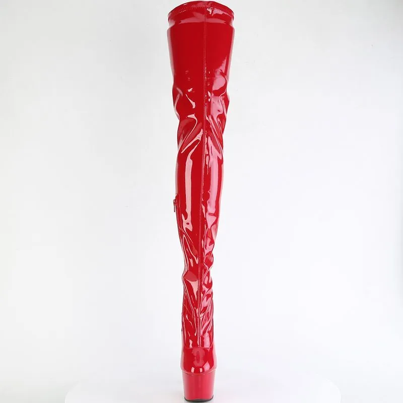 Cuissarde talon haut rouge ou noire haute tige