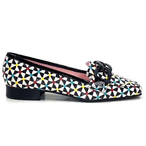 Dansi 5344 Cuir Imprimé Blanc Noir Multi