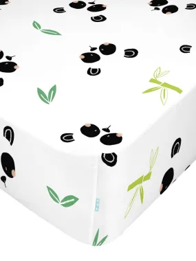 Drap-housse Panda garden "Happyfriday" - Blanc