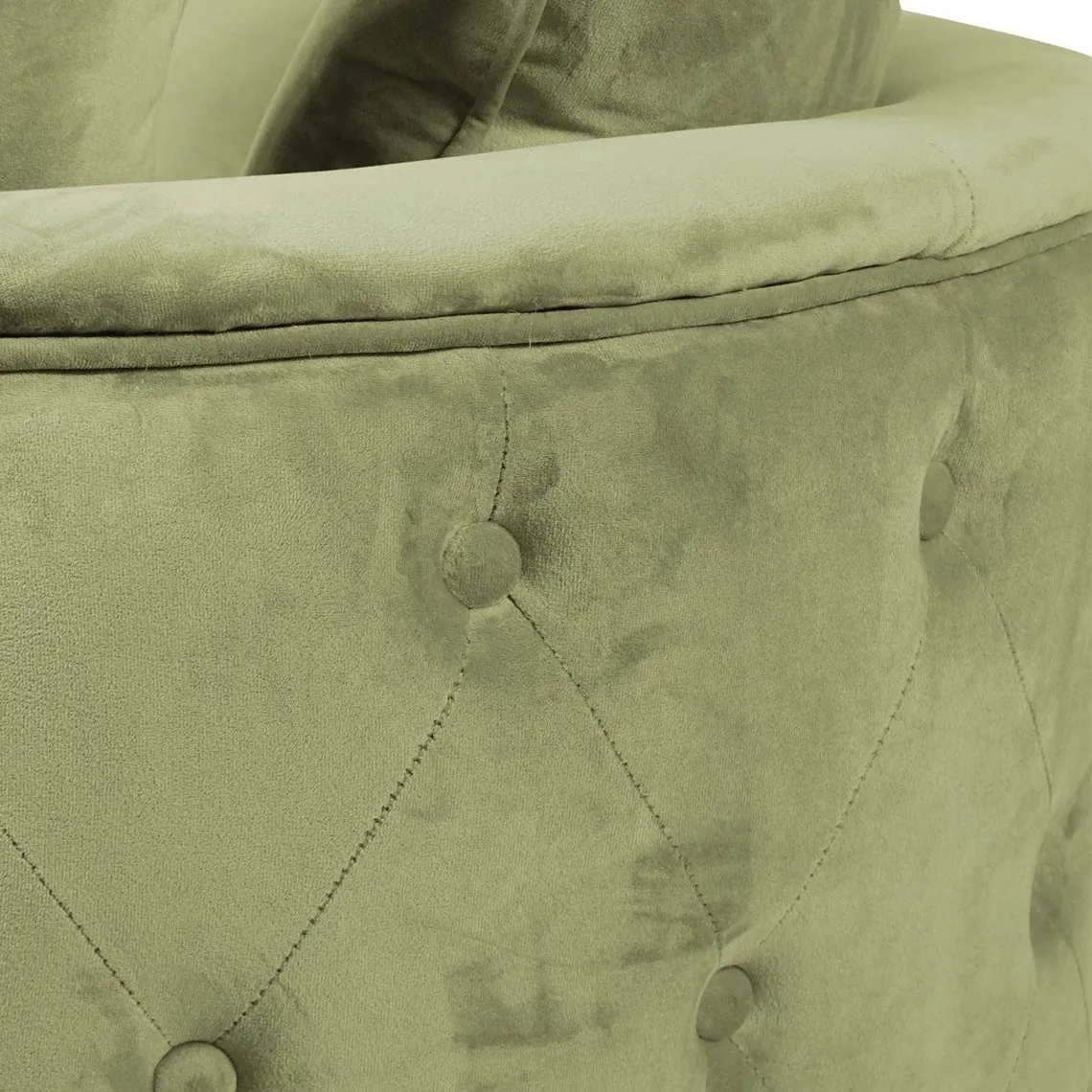 Fauteuil rond capitonné Velours Kaki  | 3 Suisses