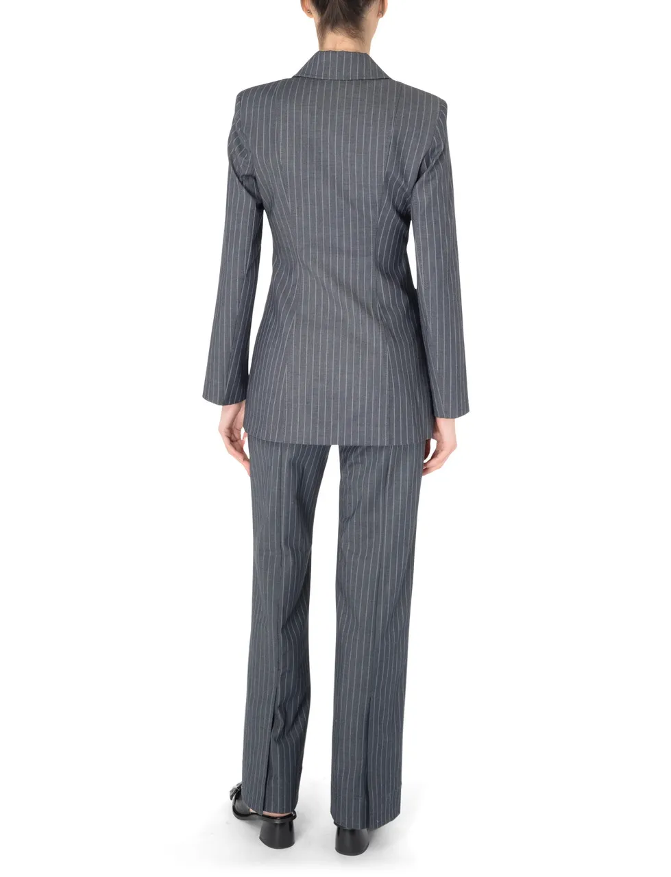 Ganni Blazer gris à rayures