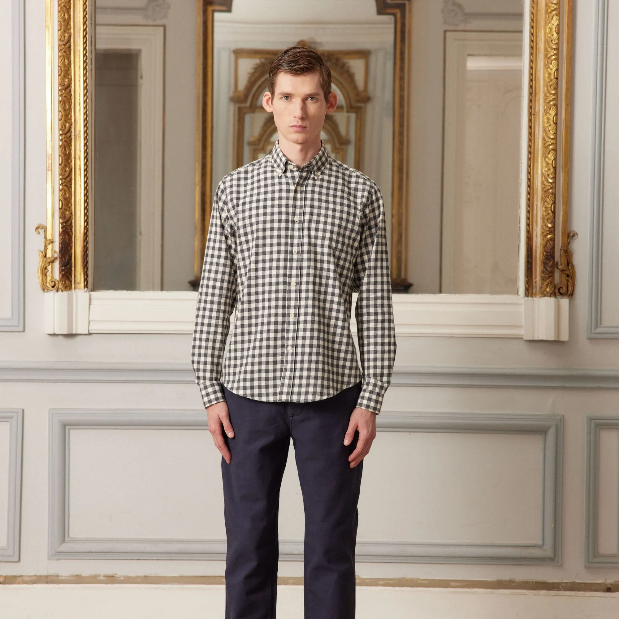 Gray gingham flannel shirt | Hast