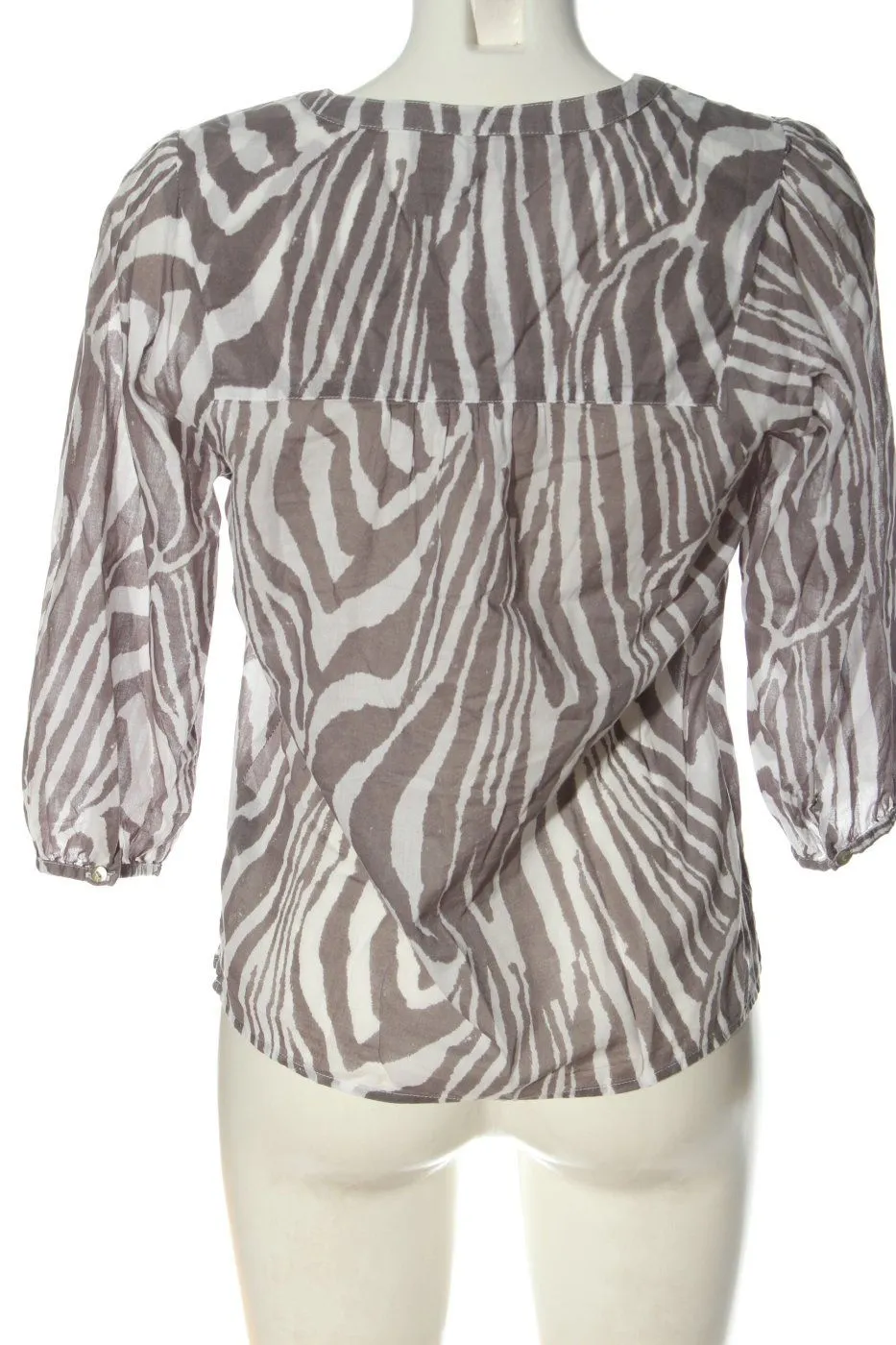 H&M Chemise à manches longues blanc cassé-brun motif abstrait