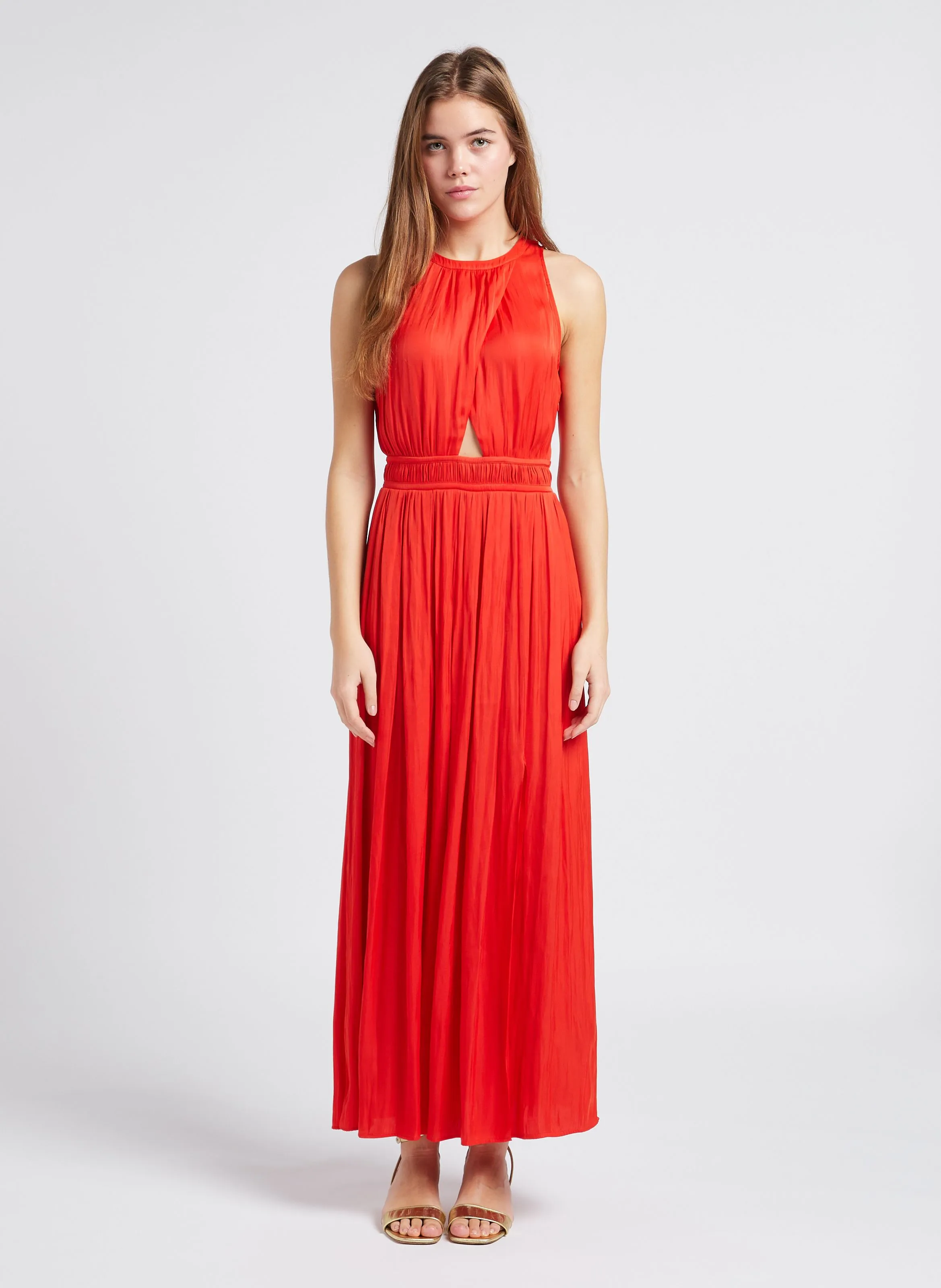 IKKS  Robe longue col rond droite - Orange