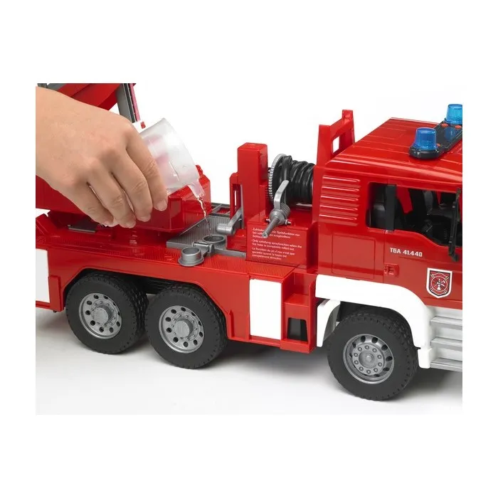 Jouet camion de pompier rouge MAN avec échelle pivotante