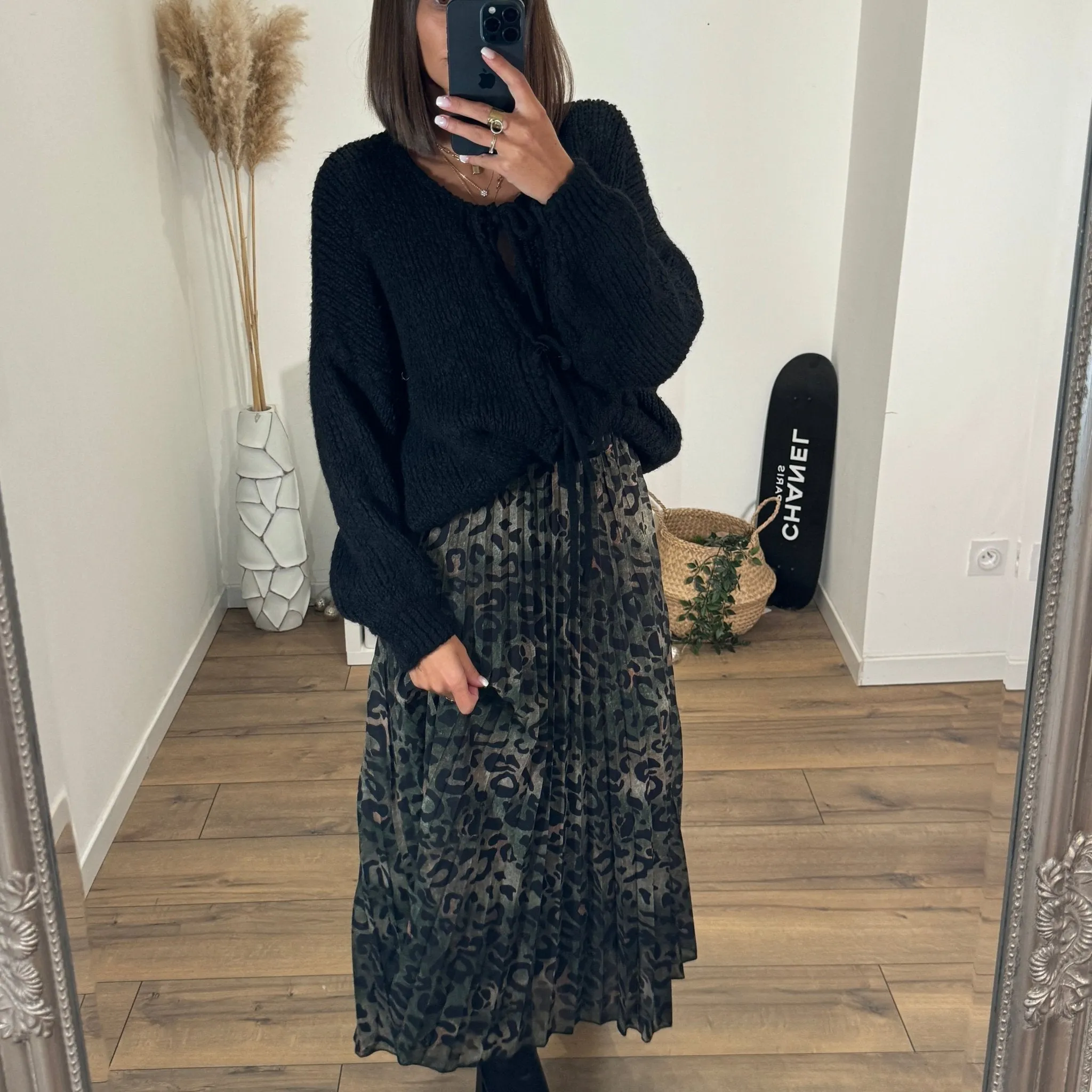 JUPE LONGUE LEOPARD VERT MARION