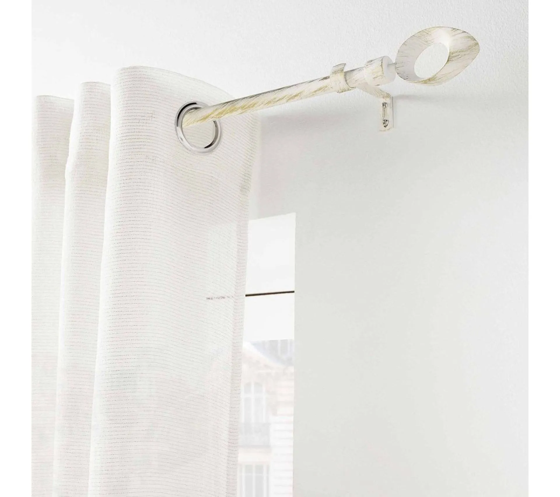 Kit Tringle Extensible 120 à 210 Cm Patiné Ovalon Blanc Or