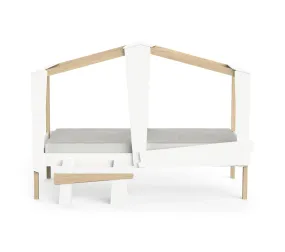 Lit cabane 90x200 cm IZIA blanc et pin massif