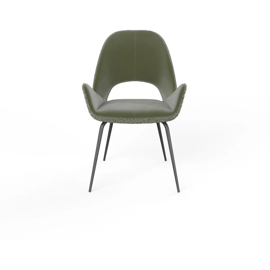 Lot de 2 chaises velours dos tissu et pieds métal ELIANA Vert Kaki  | 3 Suisses