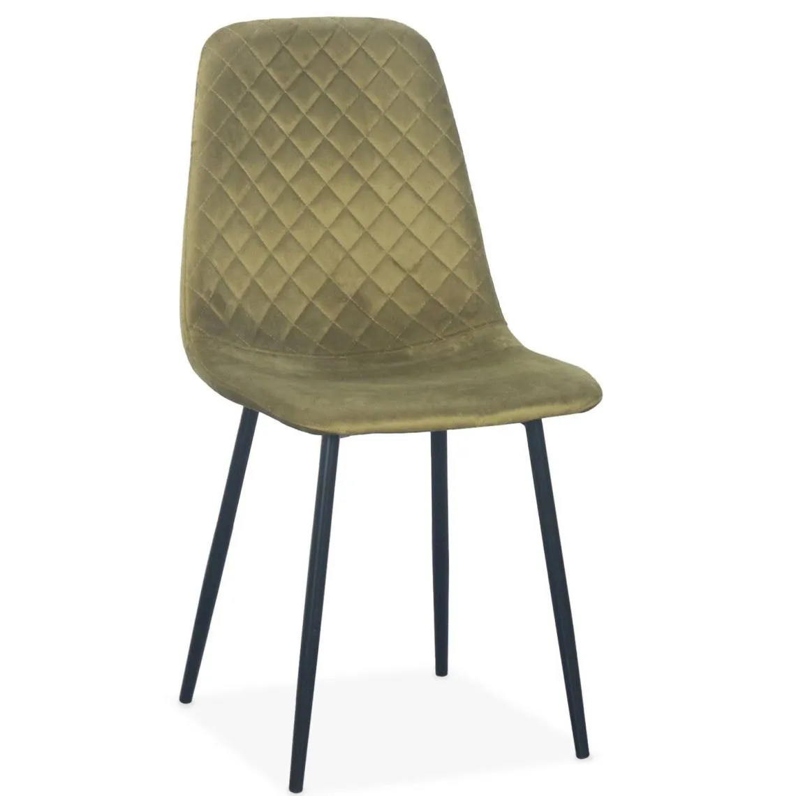 Lot de 8 chaises matelassées Norway Pieds Noir et Velours Kaki | 3 Suisses