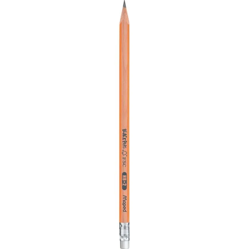 Maped Black'Peps - Pack de 12 crayons à papier - HB - 2,2 mm - embout gomme