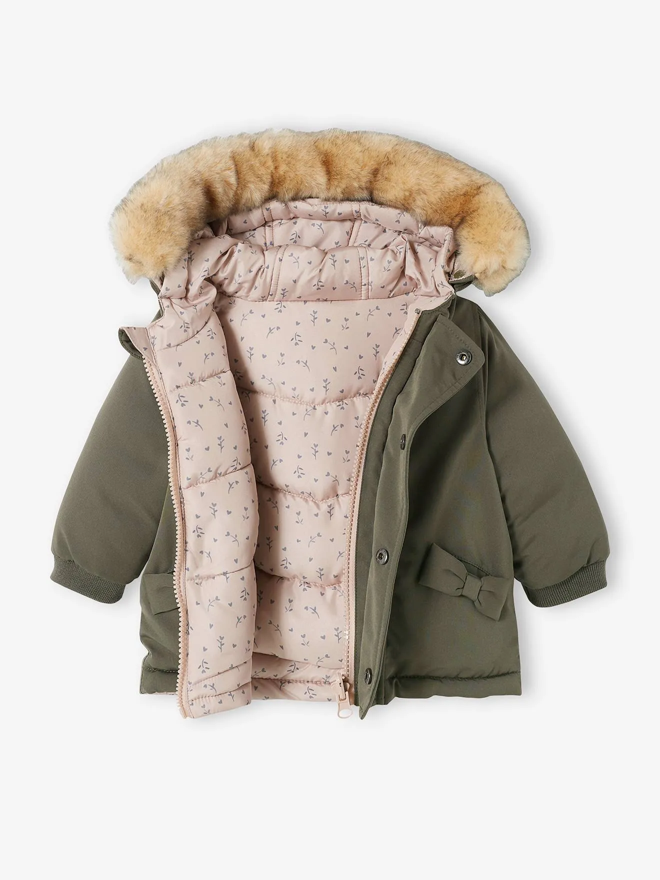 Parka réversible bébé kaki - Vertbaudet