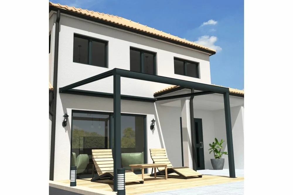 Pergola toile sunlight gris anthracite - écru 3,00x4,00m + led