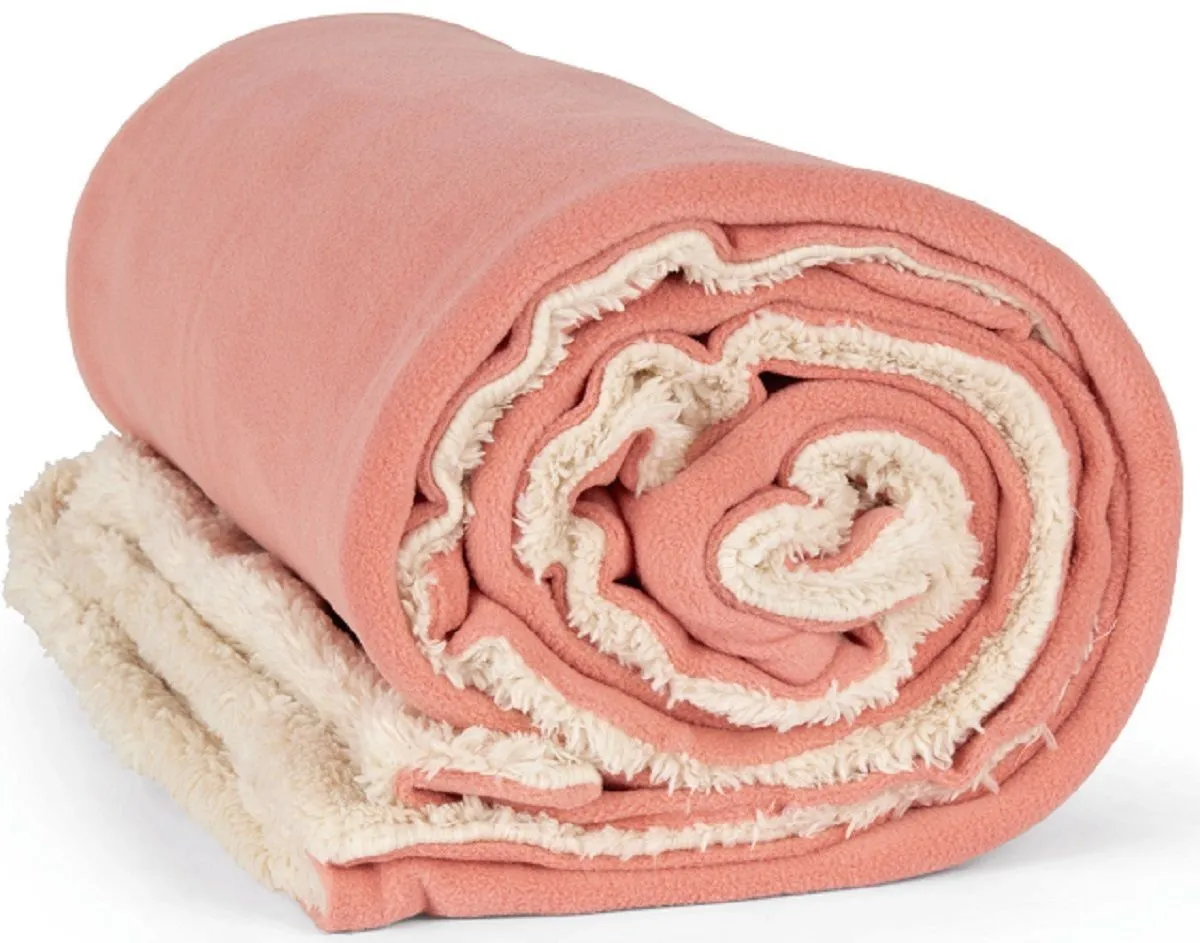 Plaid couverture polaire sherpa - KP431 - rose 