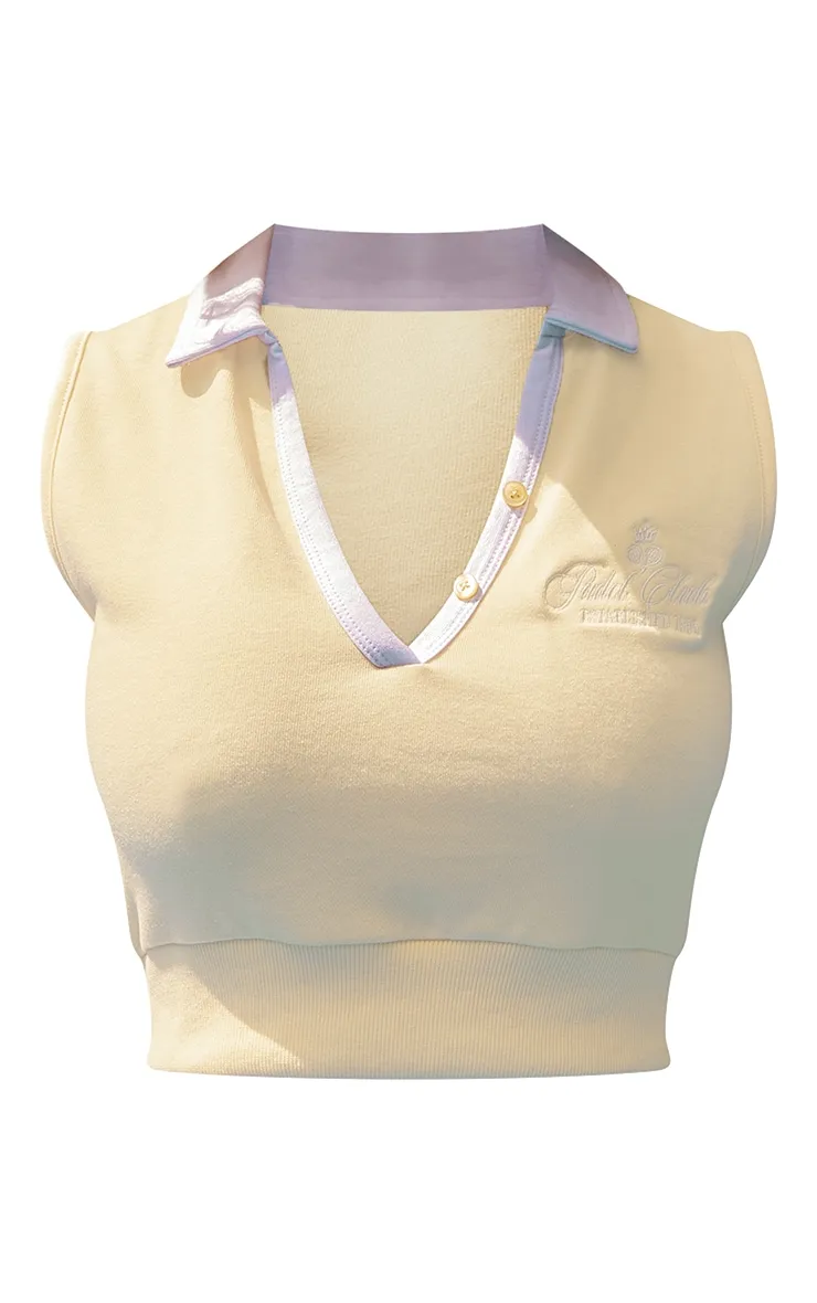 PLT Sport Débardeur de tennis jaune citron à coutures contrastantes