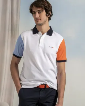 Polo color block orange 