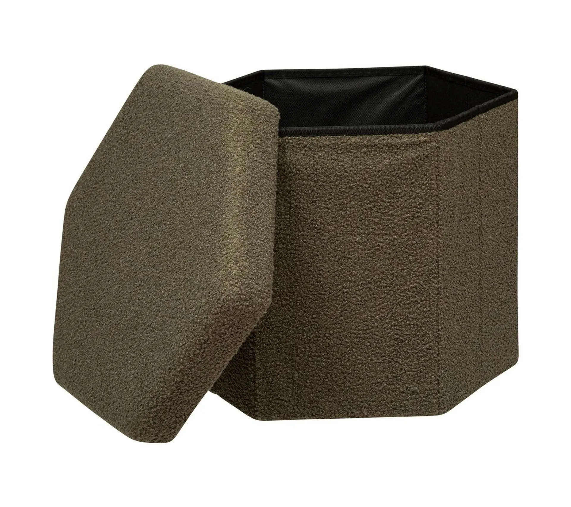 Pouf Pliant Hexa Bouclette Jaiko Kaki Atmosphera - Kaki