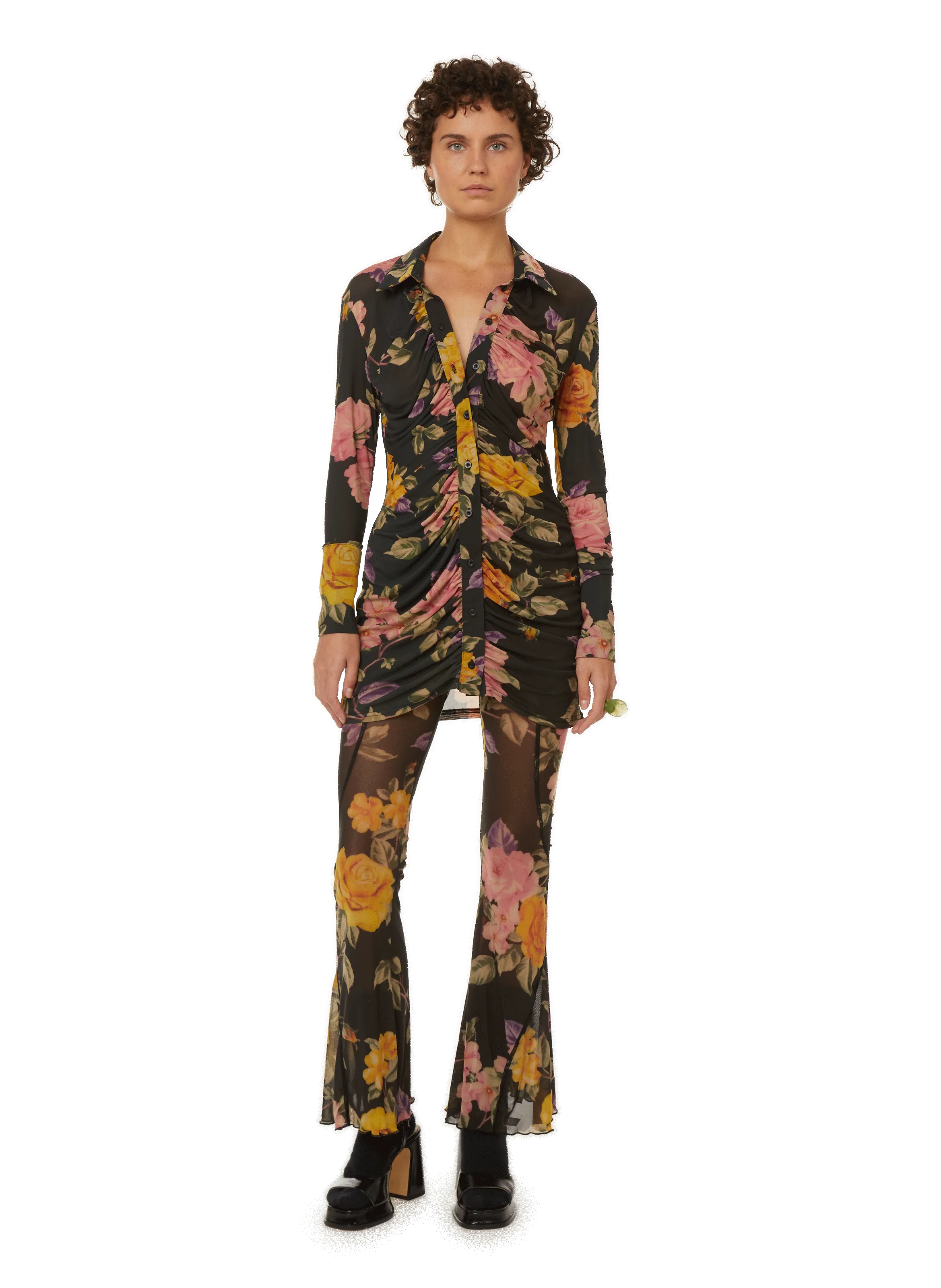 RICHARD QUINN  Chemise imprimé en mesh - Multicolore