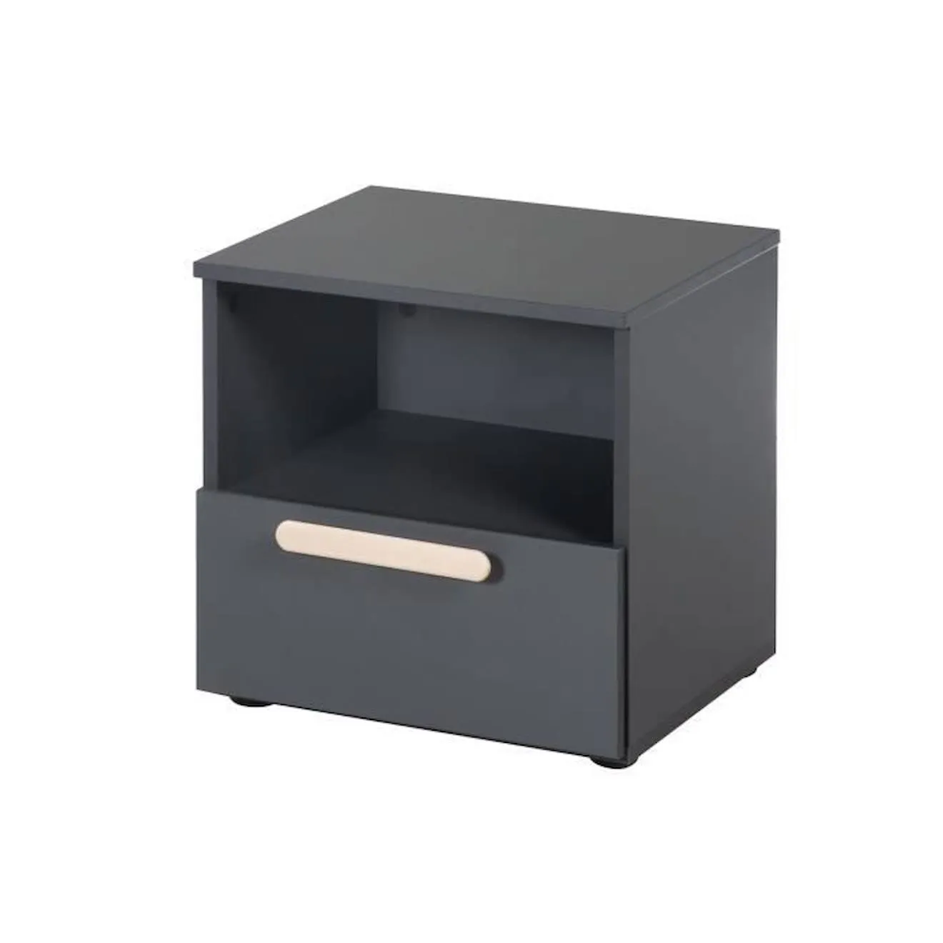 ROBA Table de Chevet pour Chambre d'Enfant - Jara - 1 Niche et 1 Tiroir à Fermeture Douce - Poignée en Hêtre Massif - Anthra