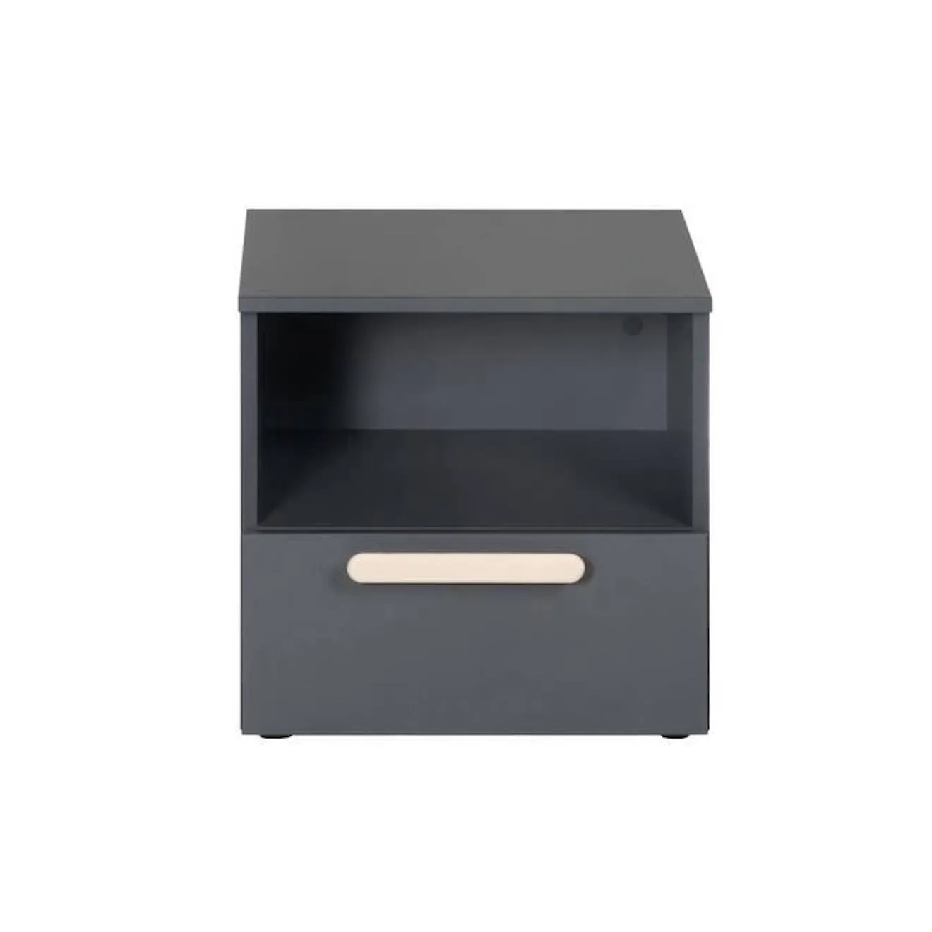 ROBA Table de Chevet pour Chambre d'Enfant - Jara - 1 Niche et 1 Tiroir à Fermeture Douce - Poignée en Hêtre Massif - Anthra