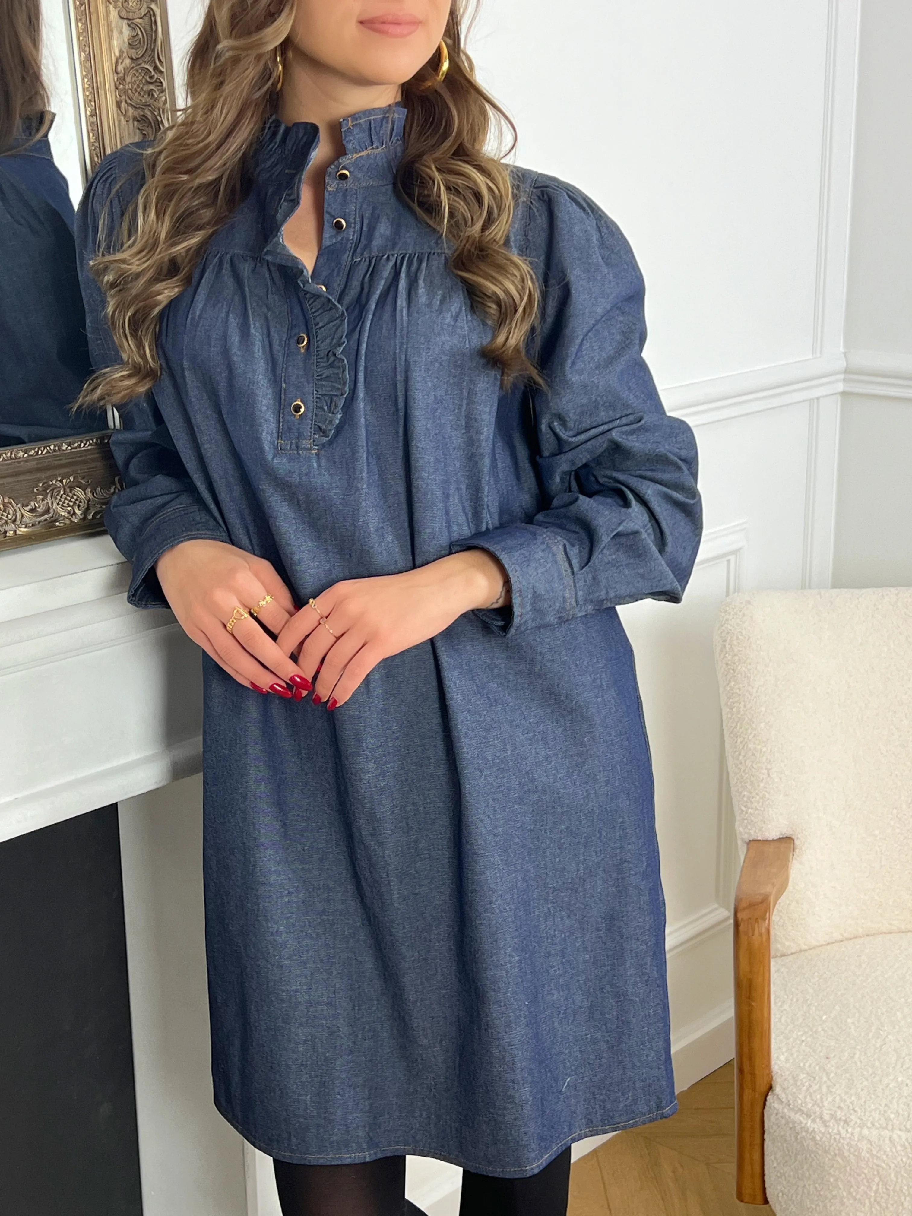 Robe bleue en jean : Celine