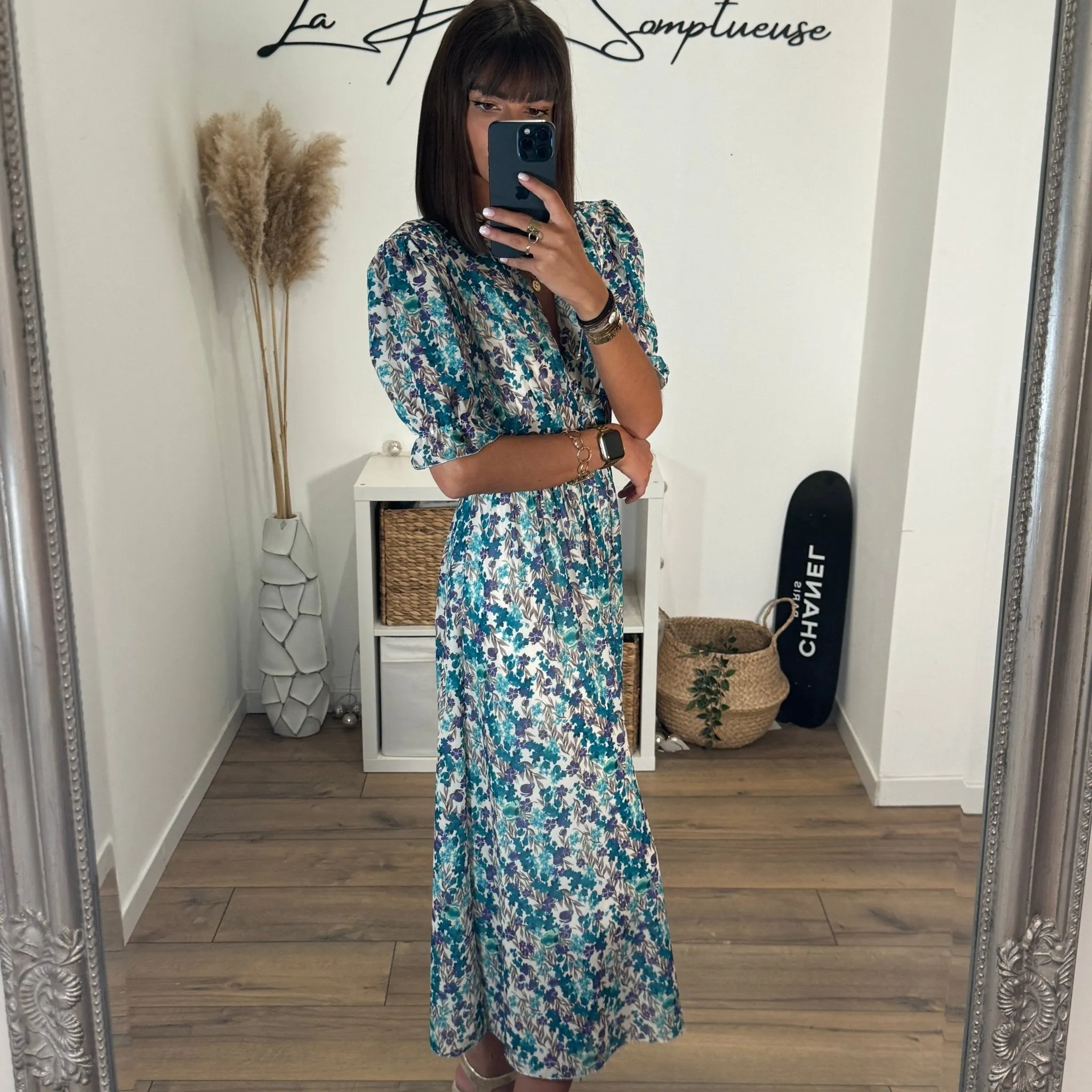 ROBE FLEURIE BLEU NINON