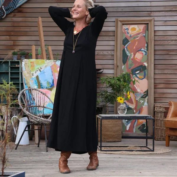 Robe Siloé manches longues - viscose noire